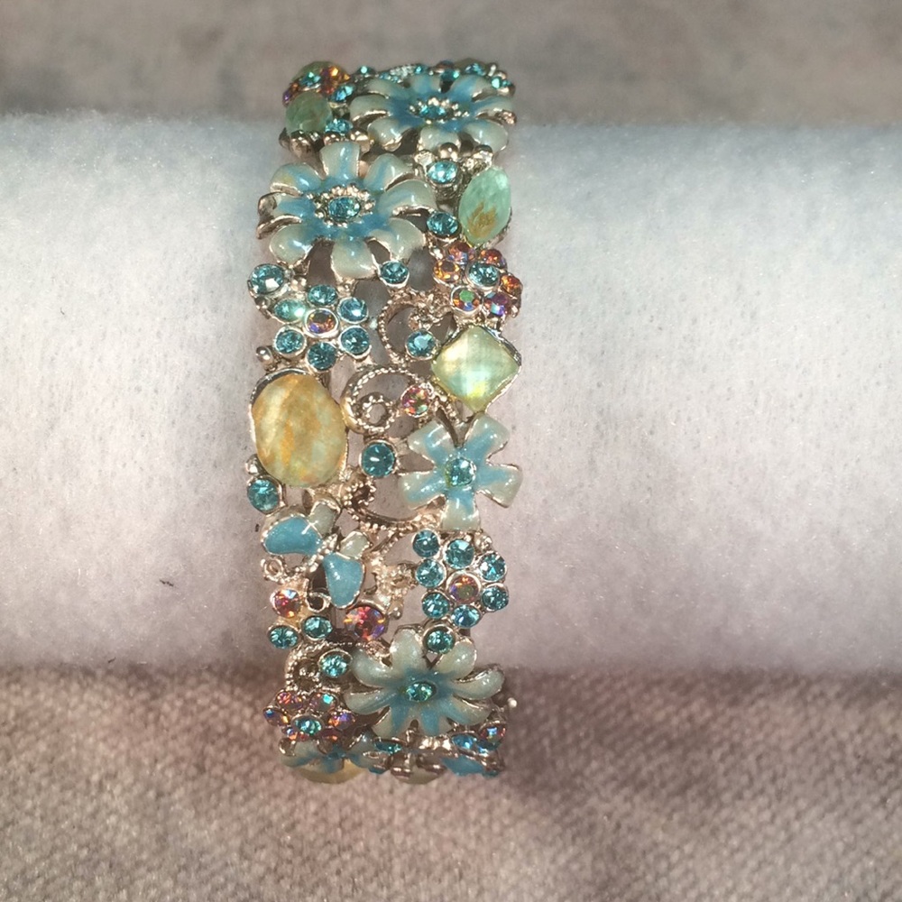 Jeweled n Enameled Floral Bracelet